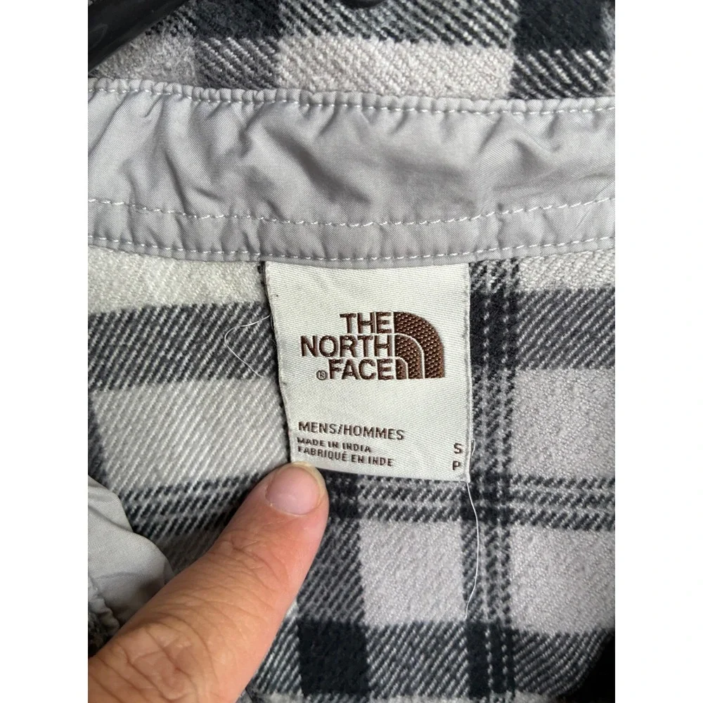 The North Face Mens Plaid Flannel Shirt Grey Black White Long Sleeve S P 6443 NF